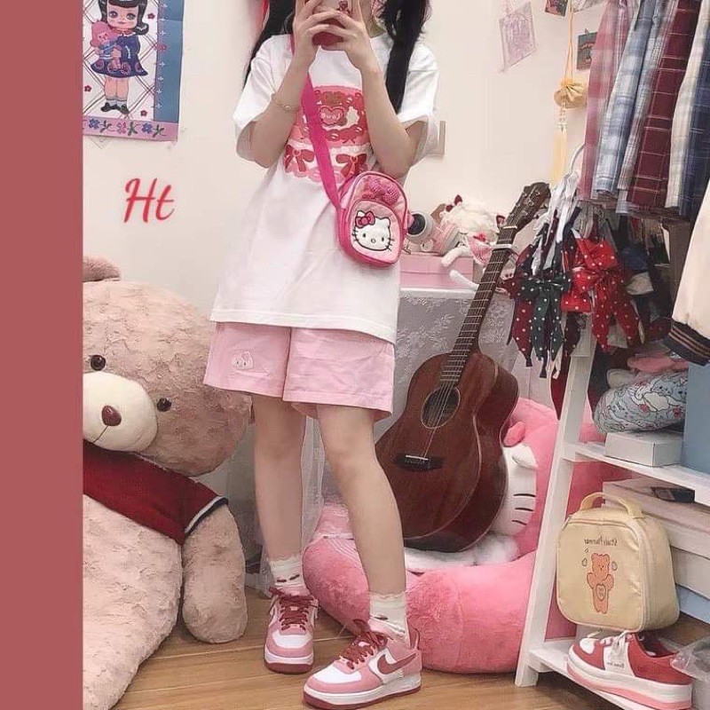 Bộ tim nơ +quần thỏ hồng HT12