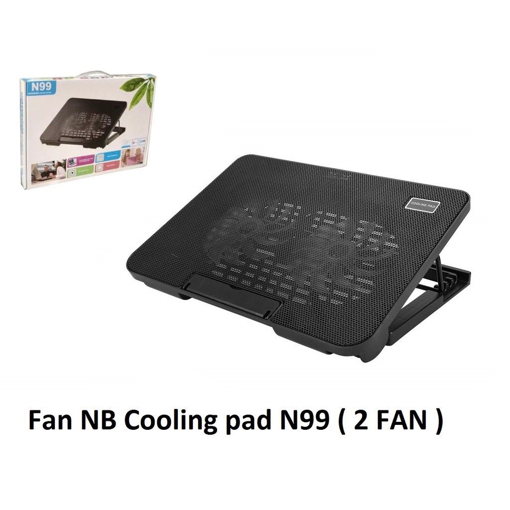 Fan quạt tàn nhiệt Laptop đến 17' Cooling Pad N99 2 quạt , 1 QUẠT có đèn led nâng lên xuống được