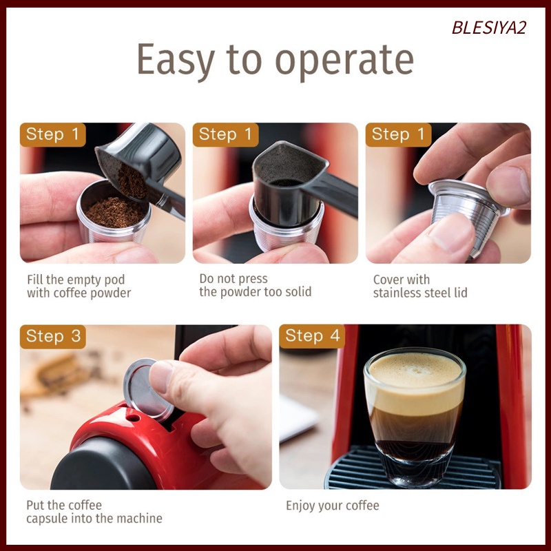 [BLESIYA2]Coffee Capsule Stainless Steel Reusable for Le Cube 