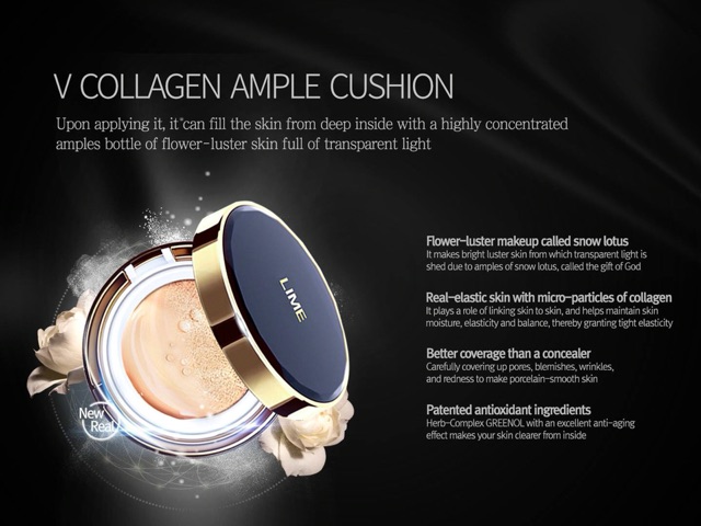 Phấn Nước Lime V Collagen Ample Cushion SPF 50+/PA+++ vỏ đen | BigBuy360 - bigbuy360.vn