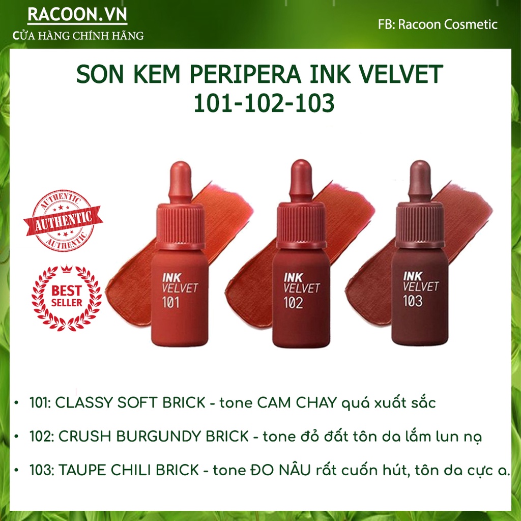SON KEM LÌ PERIPERA PERI’S INK VELVET MẪU MỚI 101-102-103