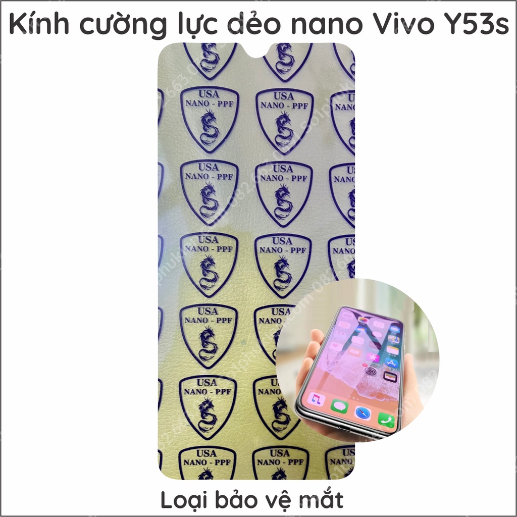 Dán cường lực Vivo Y53s 4G 5G  trong suốt, nano dẻo siêu bền, độ cường lực 9H+