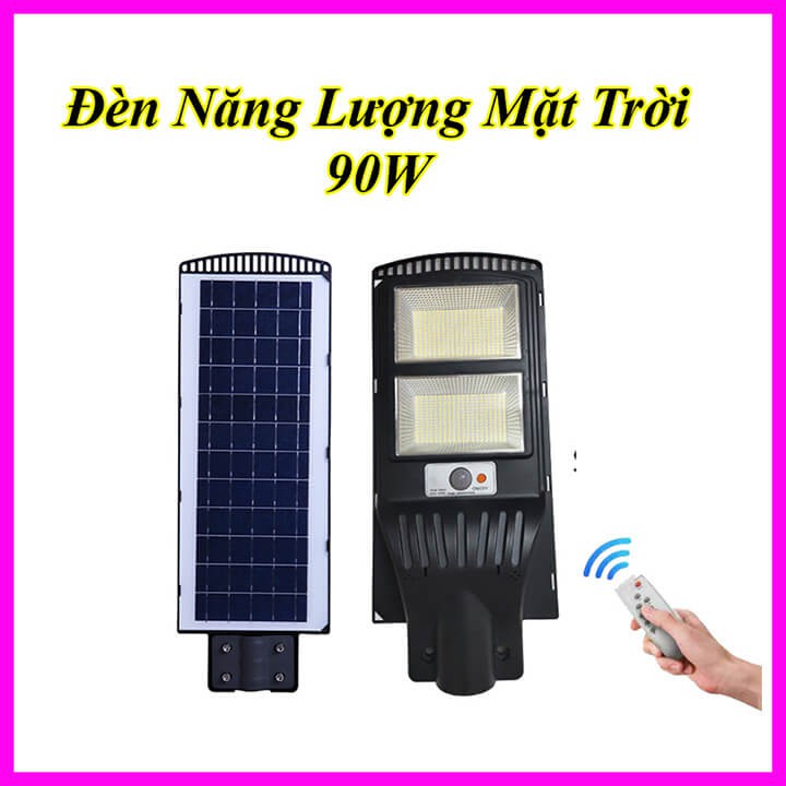 Đèn đường năng lượng mặt trời cảm biến ánh sáng 90W, đèn sân vườn năng lượng mặt trời