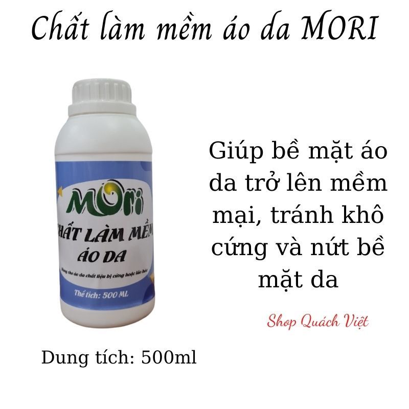 Chất làm mềm áo da MORI, giúp làm mềm bề mặt áo da bị cứng hay bị nhăn, dung tích 500ml