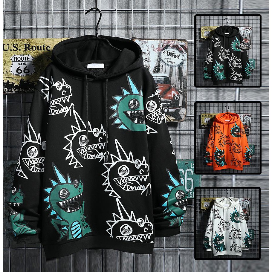 ÁO KHOÁC HOODIE NÓN NAM NỮ MÀU CAM VẢI NỈ UNISEX NAM NỮ KHỦNG LONG CƯỜI | BigBuy360 - bigbuy360.vn
