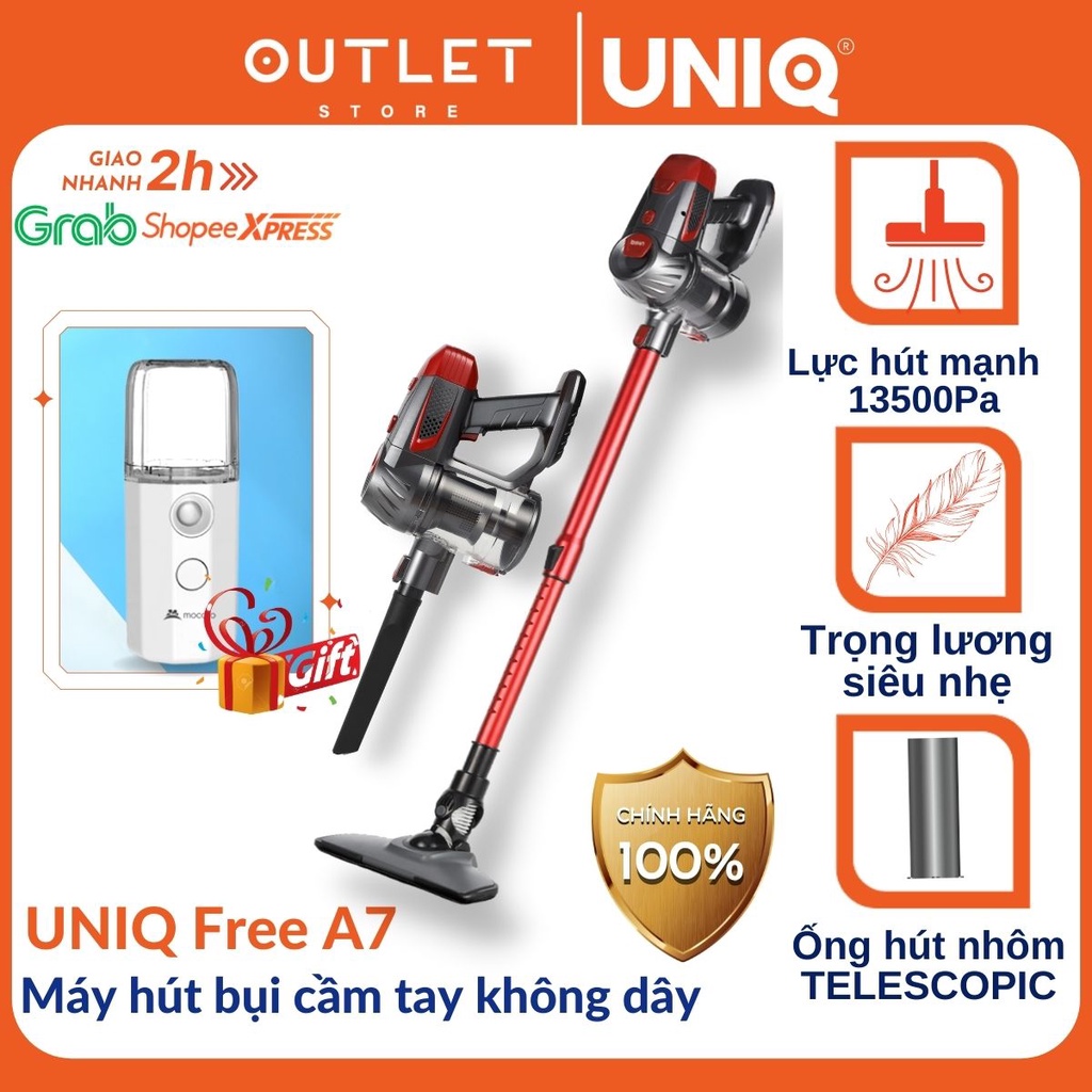 Máy hút bụi cầm tay không dây UNIQ Free A7 đa năng gia đình mini pin sạc