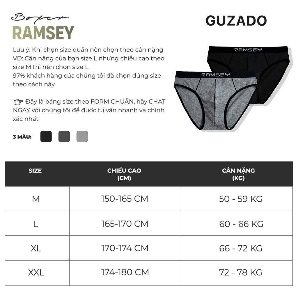 Combo 3 Quần Lót Nam Guzado Chất Cotton Co Giãn Thoải Mái CBGBF2201