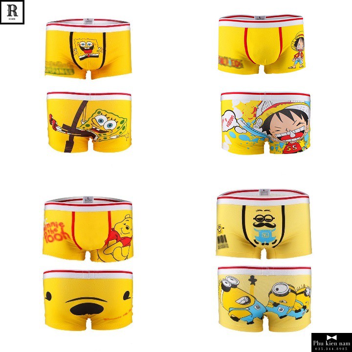 [Combo] Hộp 4 Quần Lót Nam Boxer - Quần Sịp Boxer HOẠT HÌNH S001.36