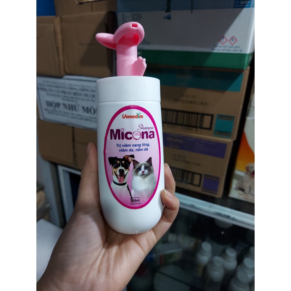 MICONA Sữa tắm viêm nang lông, viêm da, nấm da trên chó mèo 200ml