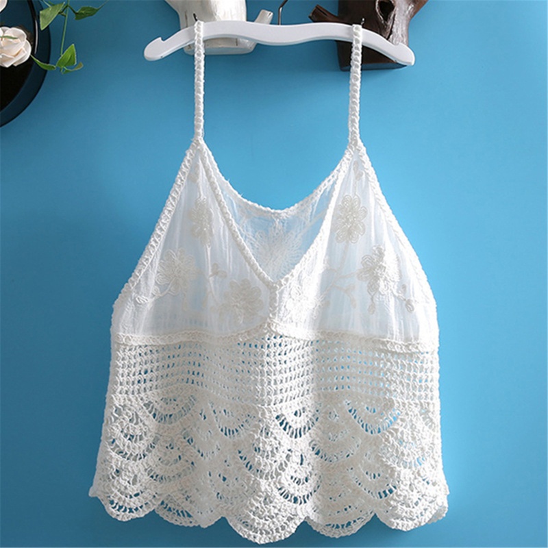Áo Lửng Không Tay Phối Ren Cổ V Gợi Cảm Cho Nữ