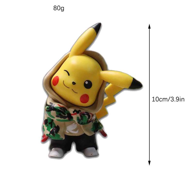 10cm Pokemon Pikachu Go Denim Clothes Action Figure Cosplay Pocket Lovely Ornaments Decoration