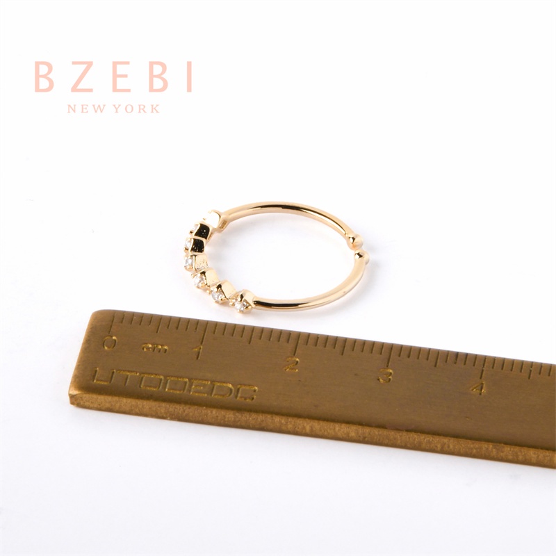 BZEBI Vàng Eternity Nhẫn Kim Cương Zircon Ban Nhạc Có Thể Điều Chỉnh Thiết Kế Tối Giản 27R