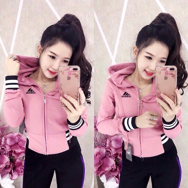 Áo khoác nữ da cá lửng croptop aaddd bo sọc | BigBuy360 - bigbuy360.vn
