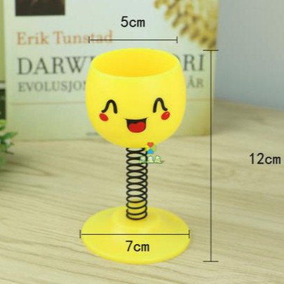 Chậu cây cảnh mini hình mặt cười đáng yêu, Emojji con lắc lò xo, tặng kèm đất và hạt giống cỏ tóc shop chaucaydep