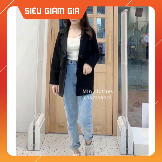 Áo vest nữ blazer công sở korea bigsize 1 lớp form rộng dáng cao tay dài cao cấp màu đen xanh be thời tra