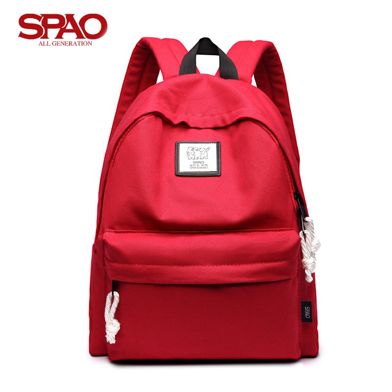 SPAO Women's canvas backpack Korean version of the simple tide college student bag