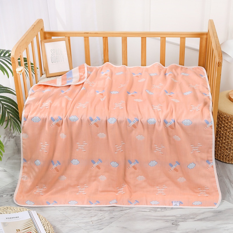 Chăn cho bé 6 lớp cotton muslin họa tiết 2 mặt 110x110cm, khăn tắm sơ sinh mềm mại cho trẻ, áo choàng tắm