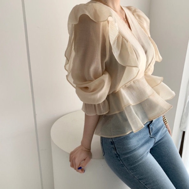 Áo voan xoè kiểu peplum koreastyle