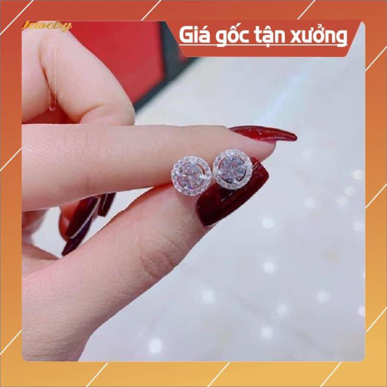 Bông Tai Nữ 🍁 Khuyên Tai Bạc Nữ Cao Cấp, Đính Đá Hột Tròn Nổi Bật, Xinh Xắn FREE SHIP TOAN QUOC