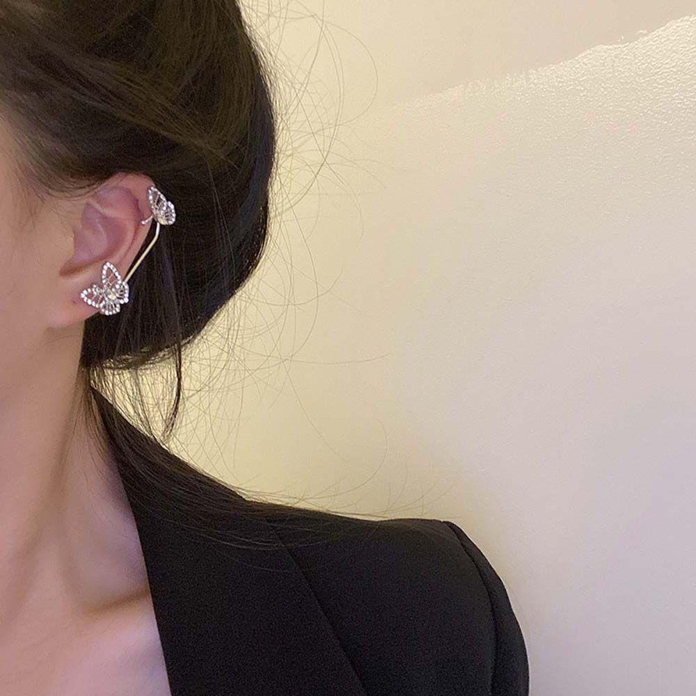 Khuyên Kẹp Vành Tai Hình Bướm Thanh Lịch Thời Trang|Bông Tai Đính Đá Lấp Lánh Thời Trang Cho Nữ