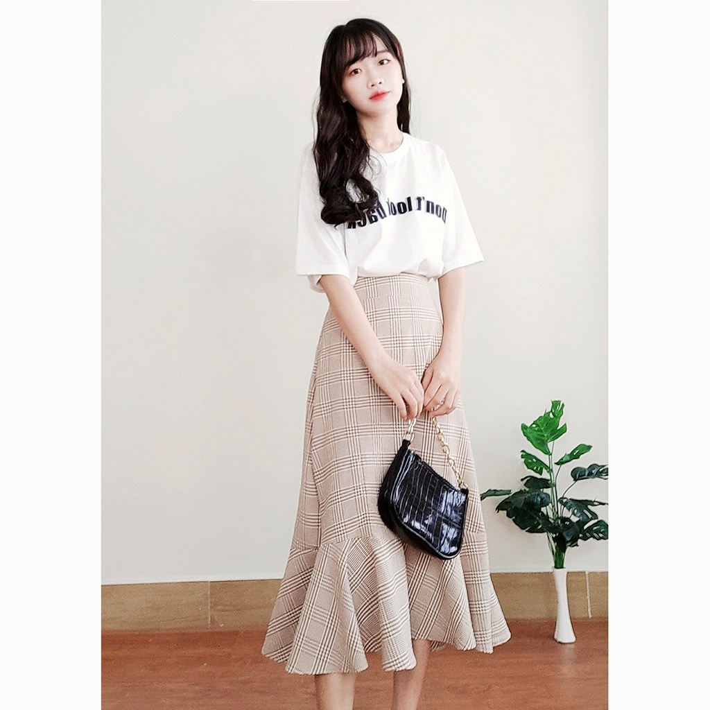 Chân váy dài caro ulzzang, chân váy midi qua gối SR007 | BigBuy360 - bigbuy360.vn