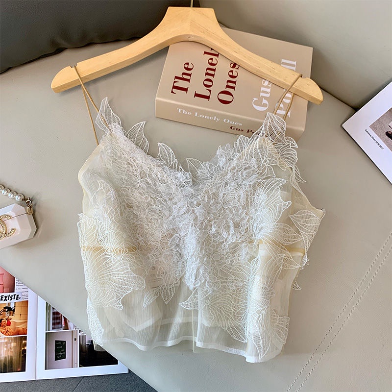 Áo Hai Dây Ngắn Phối Ren Quyến Rũ Thời Trang Mùa Hè Cho Nữ