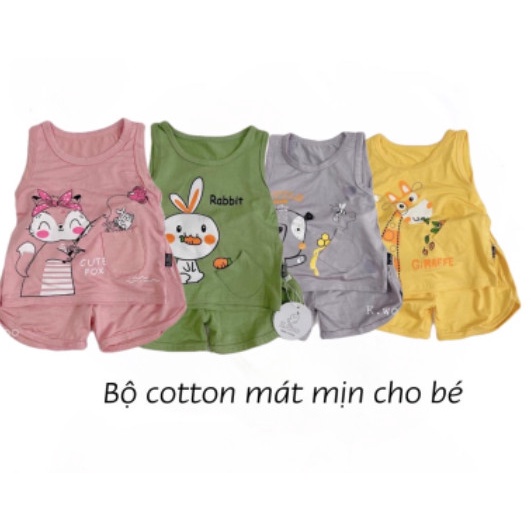 Bộ Ba Lỗ Cho Bé Trai, Bé Gái tkutrang BB Vải Thun Lạnh Họa Tiết Động Vật Dễ Thương