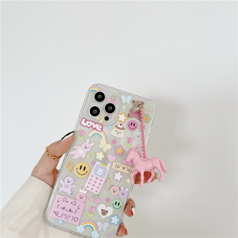 Ốp điện thoại TPU họa tiết nữ tính có dây xỏ cổ tay cho iPhone 11 Pro Max / 12 / X / 7+ / 8 / 6 / 11 | BigBuy360 - bigbuy360.vn