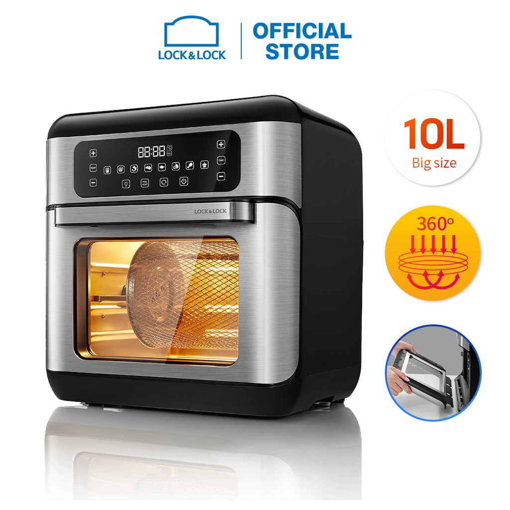 Lò nướng chân không điện tử Lock&amp;Lock All-in-one Air Fryer Oven 10L Màu đen - EJF291BLK