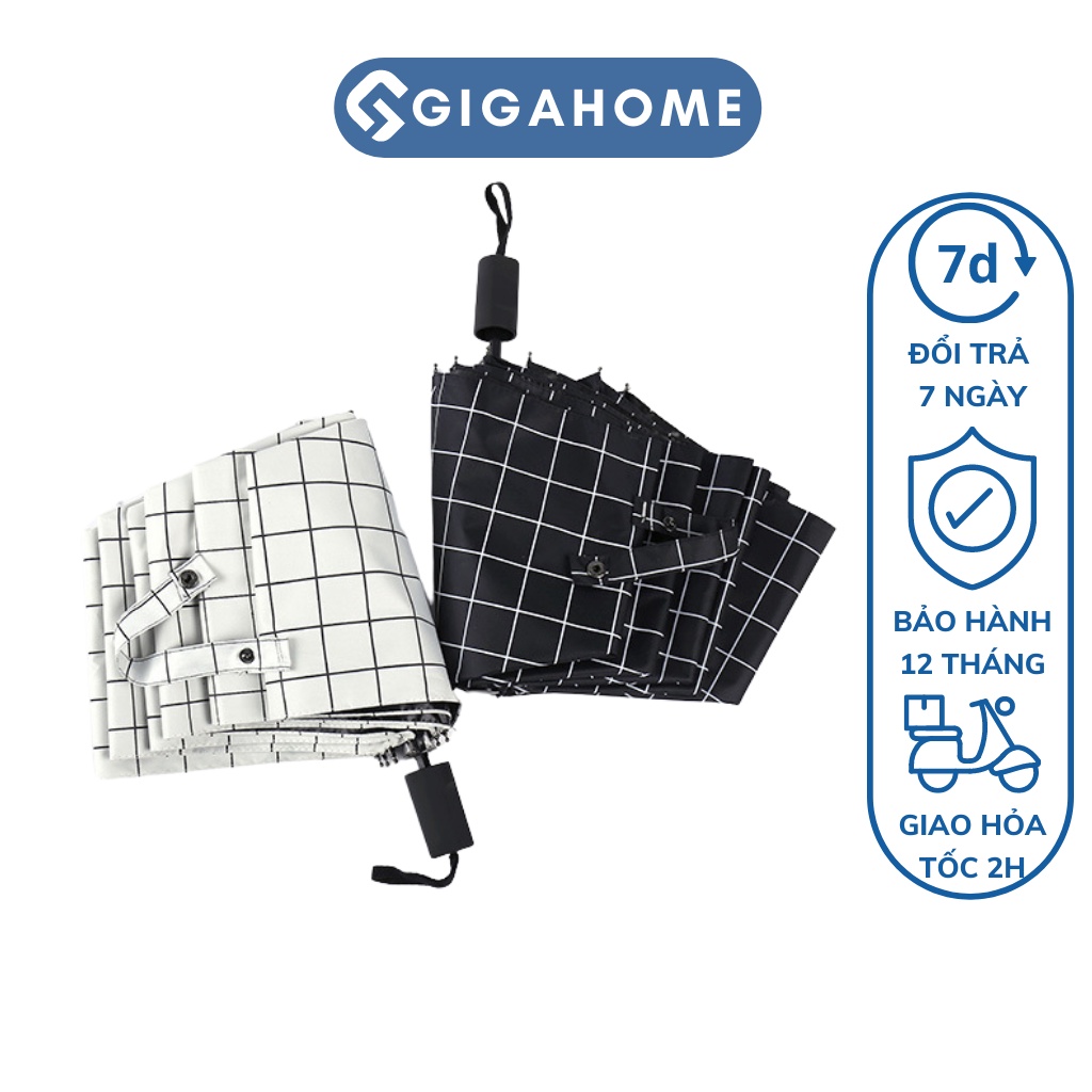 Dù Đi Mưa Gấp Gọn Mini GIGAHOME Chống Tia UV, Chống Thấm Nước Họa Tiết Caro 9437