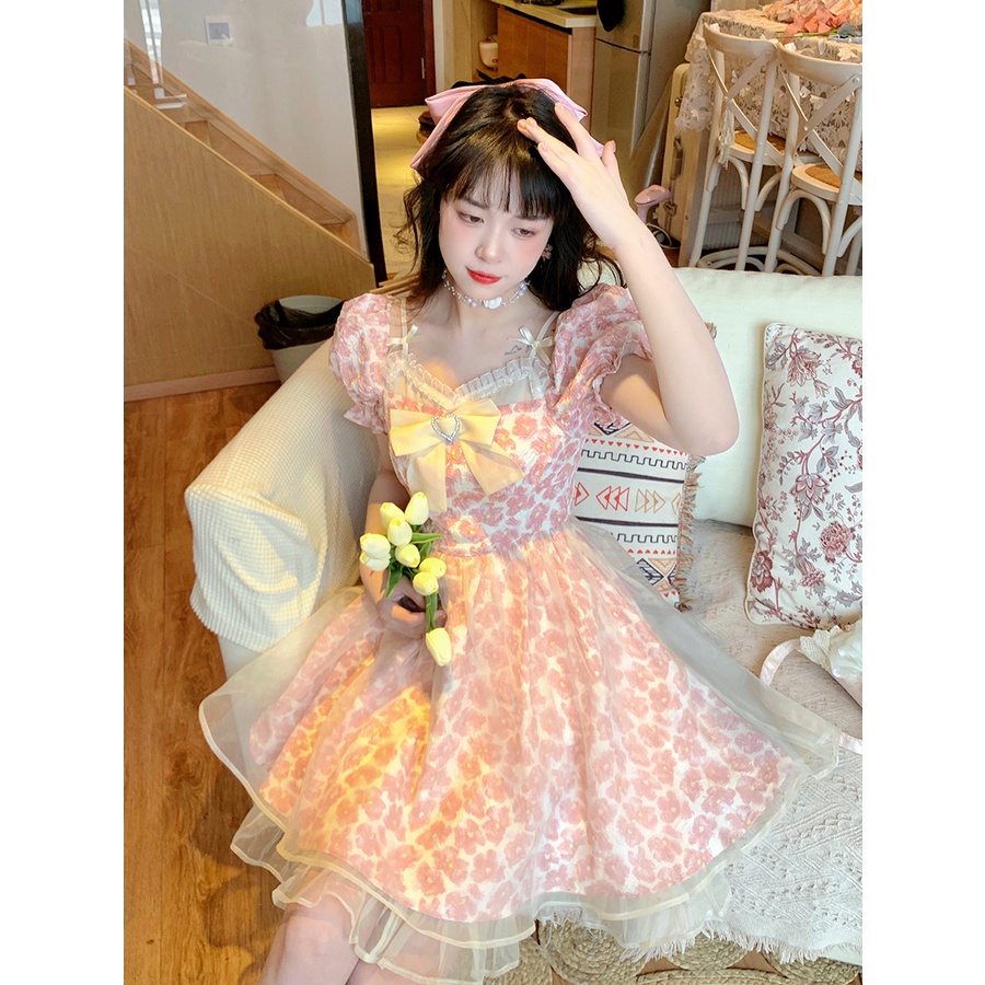 Đầm Lưới Hoa Mini Phối Nơ Thời Trang Mùa Hè Dành Cho Nữ