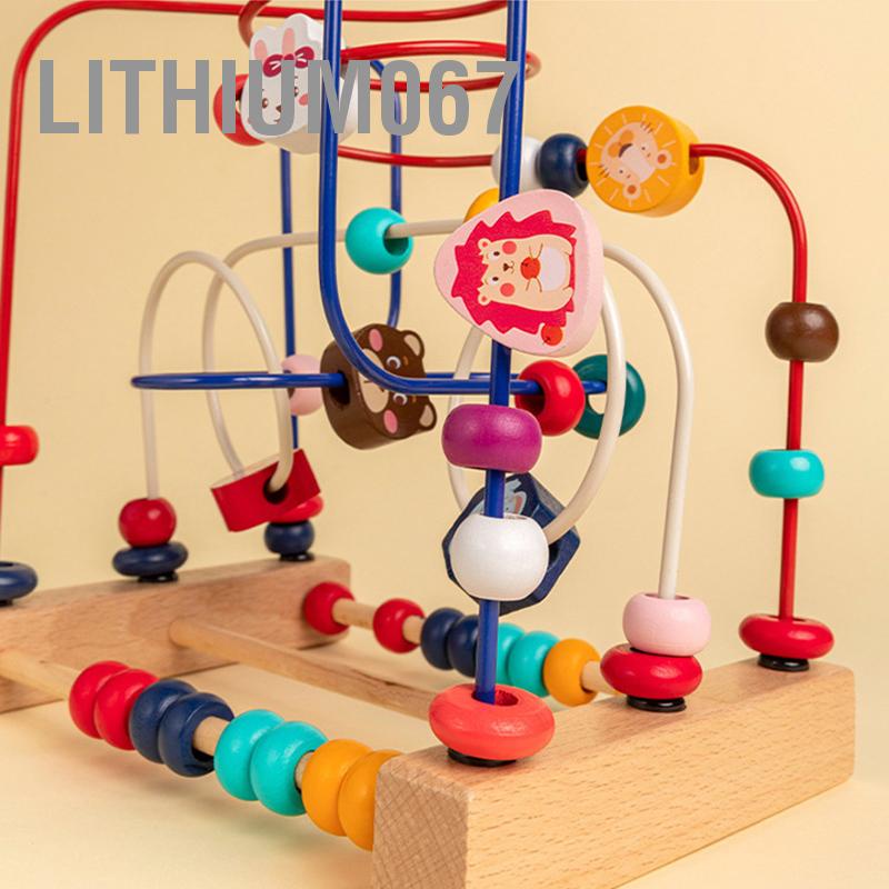 Lithium067 Đồ Chơi Xỏ Hạt Gỗ - Mê cung Tàu lượn siêu tốc Giáo dục Vòng tròn Đồ chơi Khả năng Phối hợp Thực hành Khắc tinh cho Trẻ mới biết đi