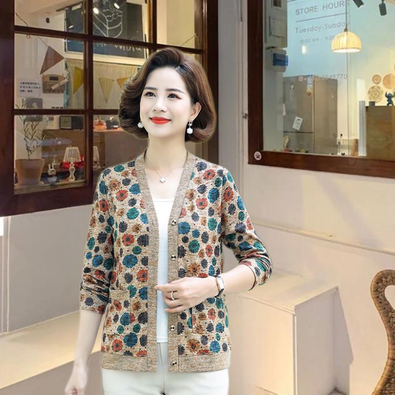 Áo Khoác Tay Dài Dáng Rộng Cỡ Lớn Thời Trang Mùa Thu Cho Nữ Trung Niên