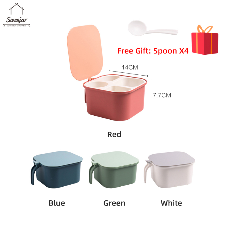Hộp đựng gia vị SWEEJAR bằng nhựa có bốn ngăn tiện dụng
