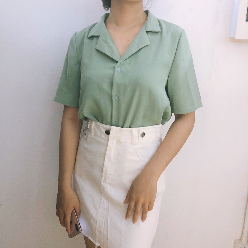 Áo sơ mi nữ Hàn Quốc form rộng SANJOLI Áo Sơ Mi công sở tay lỡ cộc tay kiểu đẹp, trắng đen nhiều màu cao cấp AO005 | BigBuy360 - bigbuy360.vn