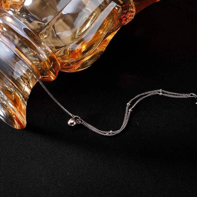 Lắc tay bạc nữ Tralie Jewelry, vòng tay bạc 925 Double Layers đính bi tròn cực trendy 2021