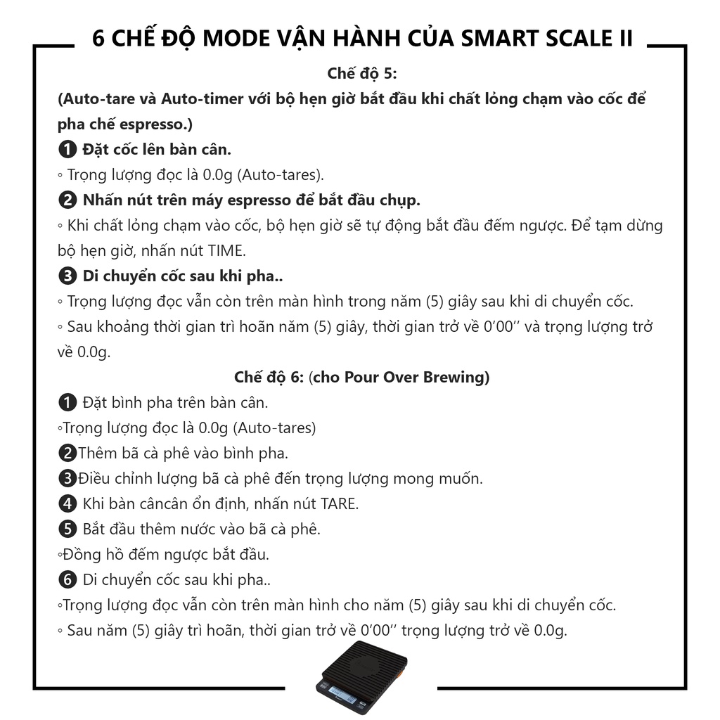 Cân Cà Phê Brewista Smart Scale II - Cân điện tử sạc tiện lợi cho espresso