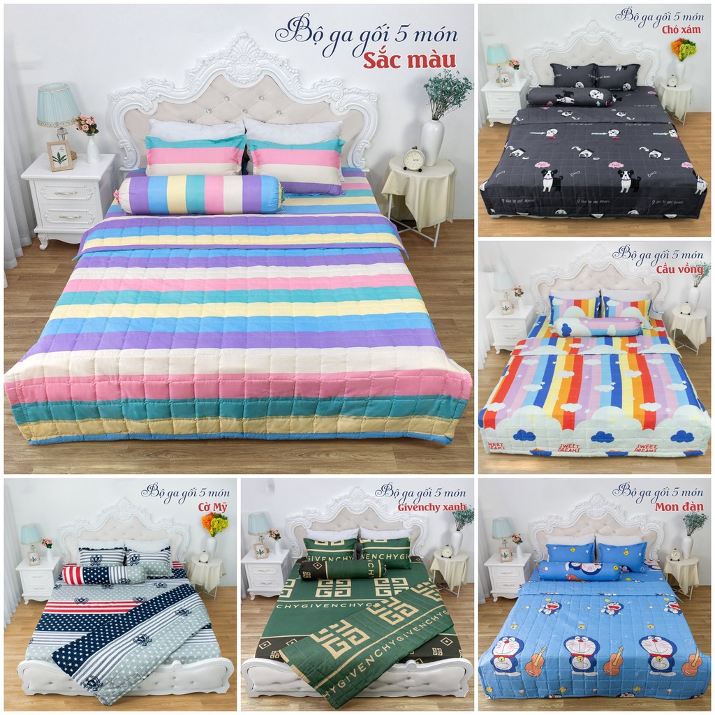 Bộ chăn ga gối đệm 5 món Otama Bedding drap giường cưới cotton poly bộ ga giường caro đẹp cute hình thú hàn quốc cao cấp | BigBuy360 - bigbuy360.vn