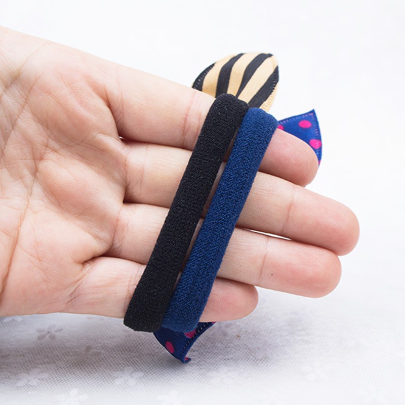 Set 10 dây cột tóc co giãn họa tiết chấm bi/ tai thỏ dễ thương cho bé gái