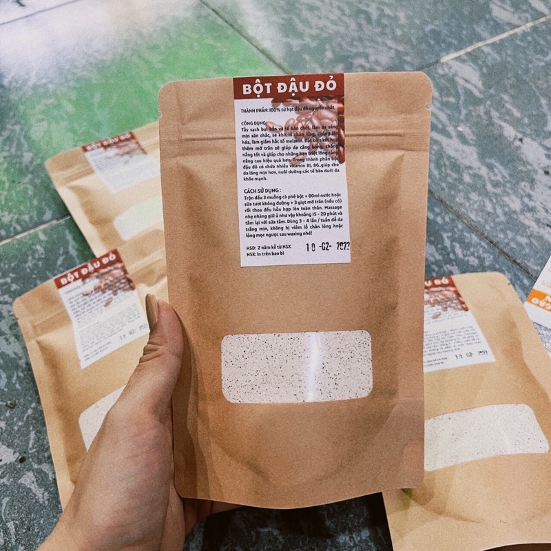 Bột đậu đỏ nguyên chất sạch mịn 100% Organic 100gr - Trắng da, dưỡng ẩm, mờ thâm sạm, tẩy tế bào chết