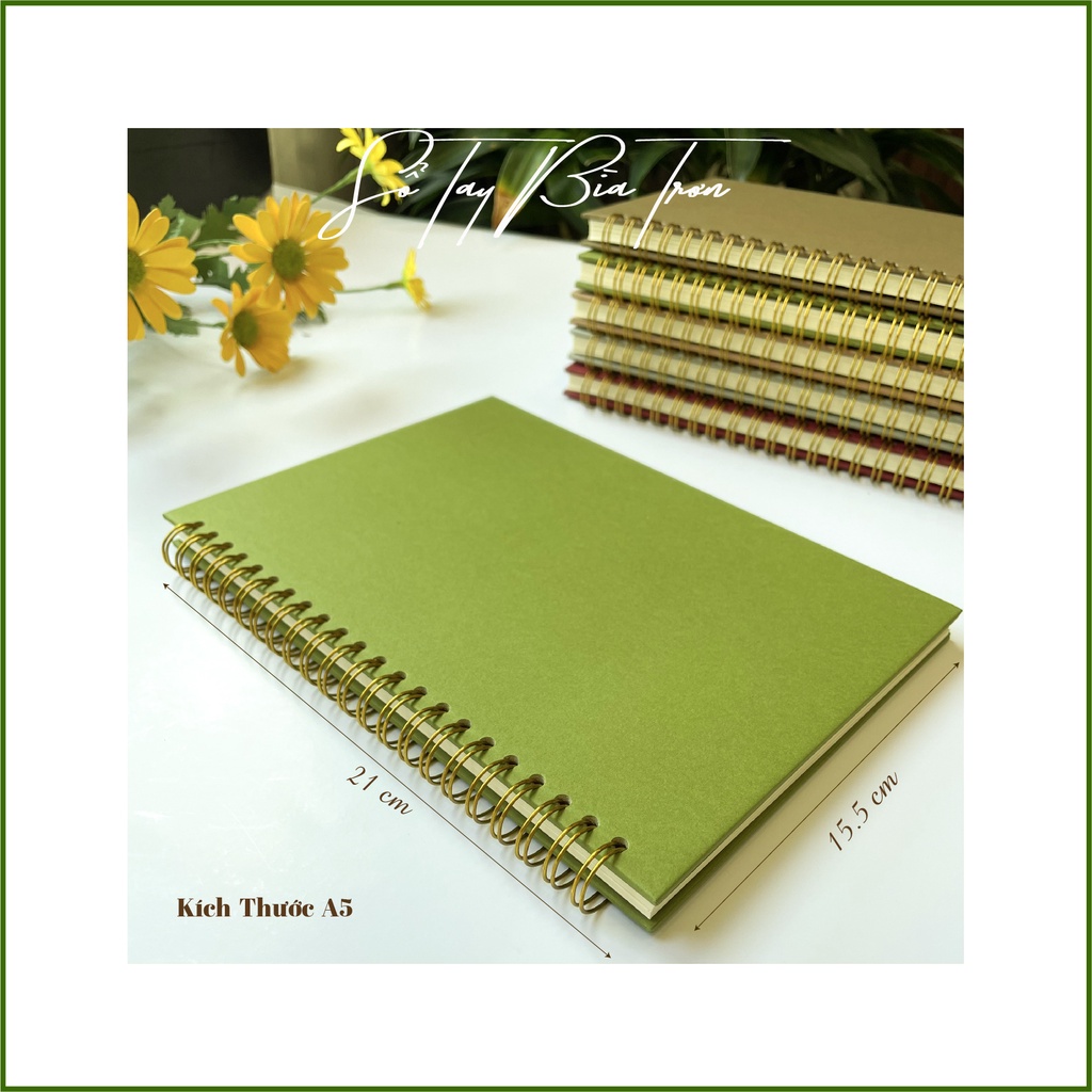 Sổ Tay Bìa Trơn - Kích Thước A5 - Màu Xanh Vỏ Đậu
