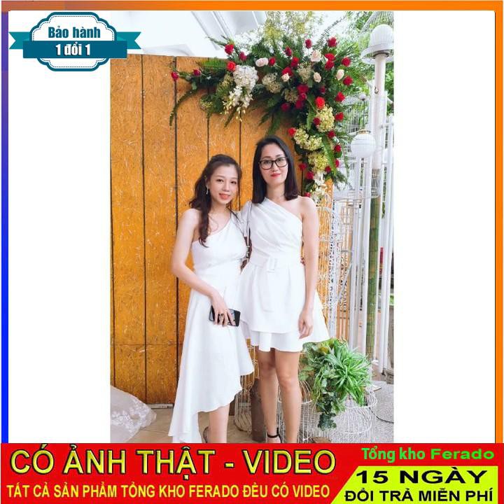 [ xả kho ] MiD Đầm xòe lệch vai trắng thiết kế cao cấp V1148