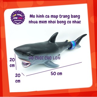 Đồ chơi mô hình cá mập trắng bằng nhựa mềm nhồi bông có nhạc 0011 - KhaDiTOYS - Mô hình động vật