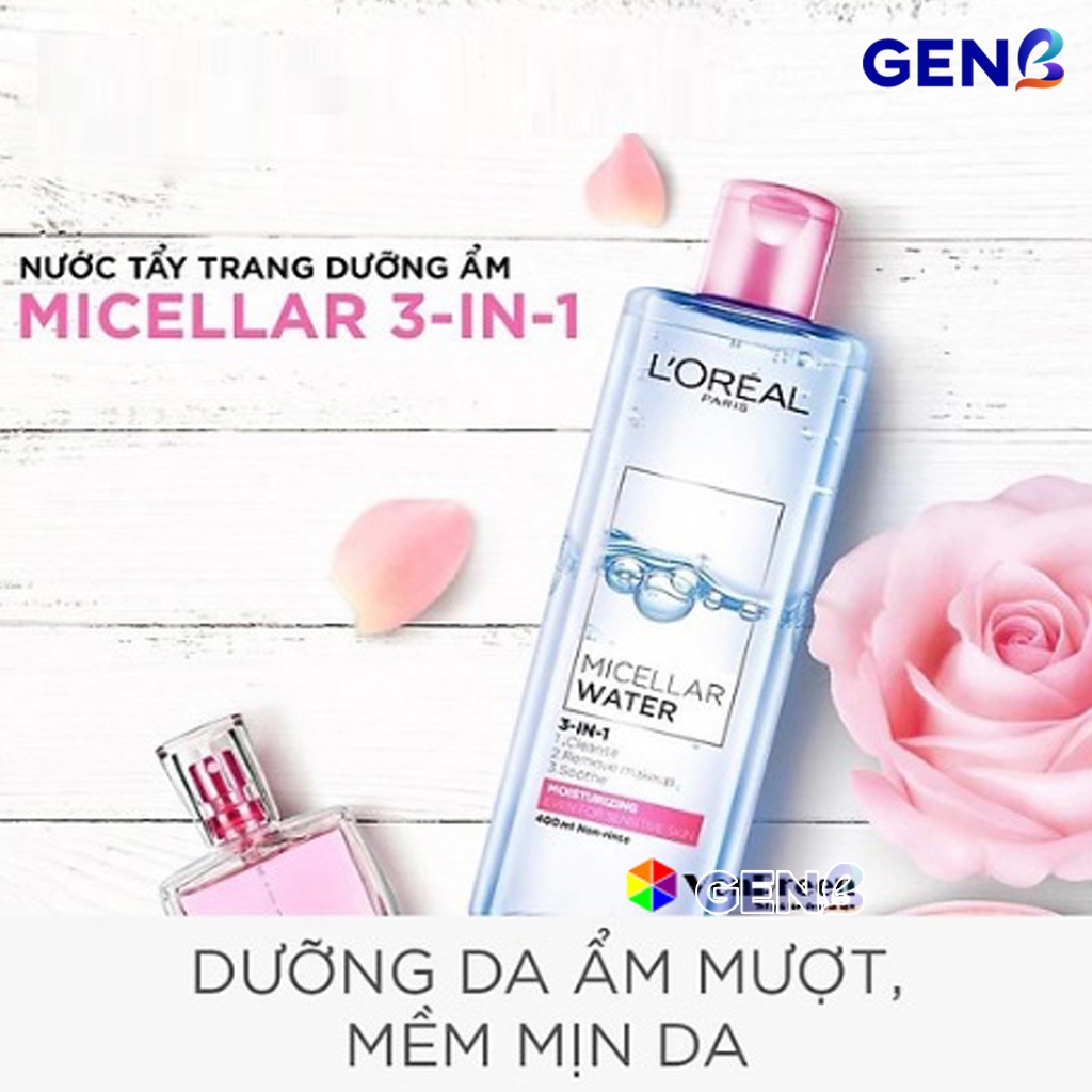 Tẩy Trang L oreal CHÍNH HÃNG - Nước Tẩy Trang Loreal 400ml Cho Da Dầu, Da Nhạy Cảm, Da Khô - Mỹ Phẩm GENB