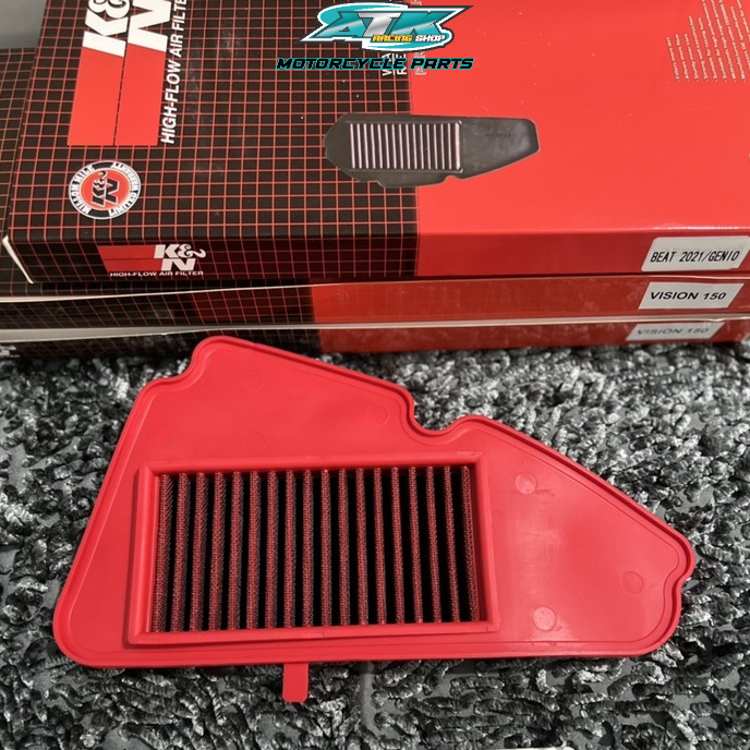 Lọc gió độ pô e KN màu đỏ cho xe Vsion 2014 đến 2022 lưới thép