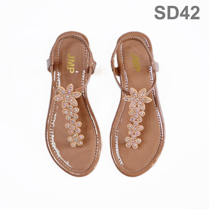 Giày Sandal Nữ Đế Bệt - JMP - Đính Hạt Cánh Hoa Xinh Xắn - SD42