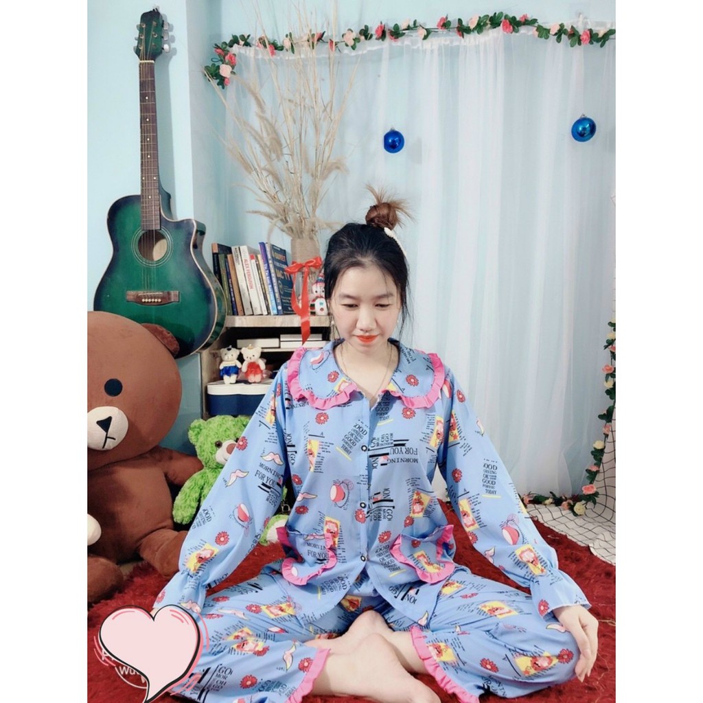 (55-65kg).BỘ TIỂU THƯ LỤA HÀN TAY DÀI QUẦN DÀI | BigBuy360 - bigbuy360.vn