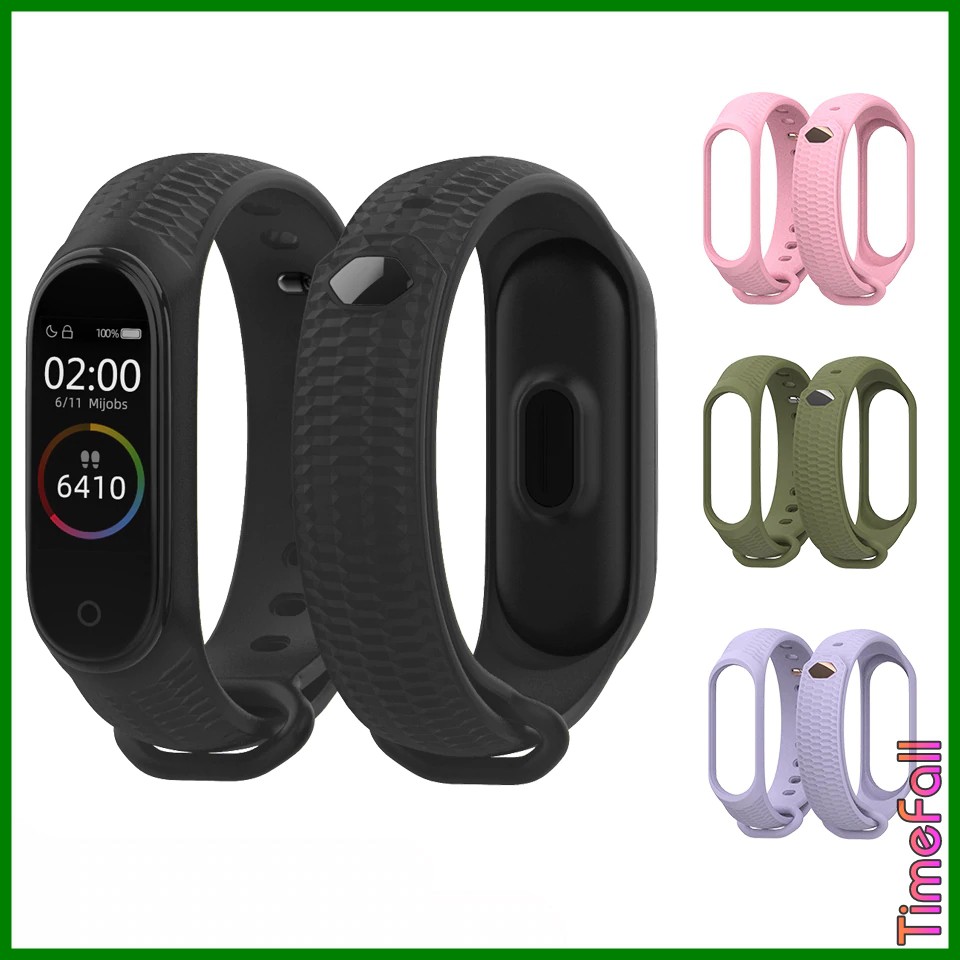 Dây đeo miband 4, miband 3 vân sần nút kim loại MIJOBS