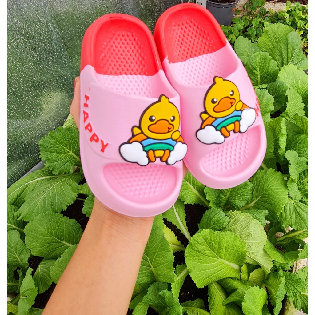 Dép bánh mì siêu nhẹ gắn hình vịt đế 2 màu siêu hot cho bé trai bé gái