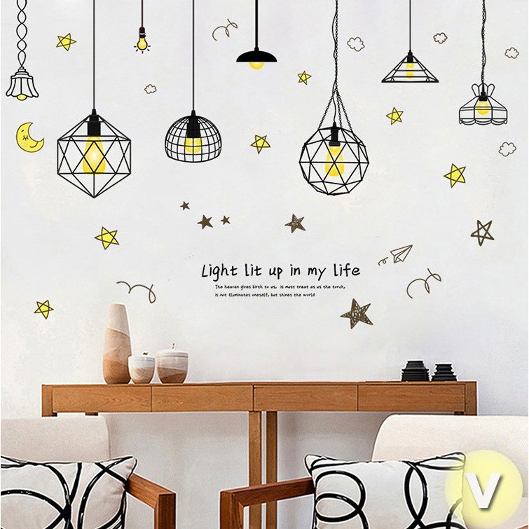 Decal dán tường Đèn trăng vàng